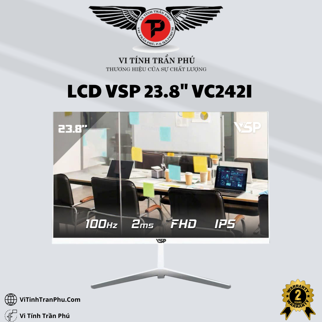 MÀN HÌNH VSP IPS 24INCH VC242I - 100HZ - 2MS - TRẮNG